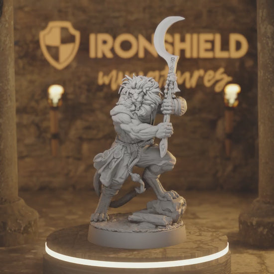 Leorin Warblade Beastfolk Barbarian DnD miniature 3D printed resin tabletop RPG figure