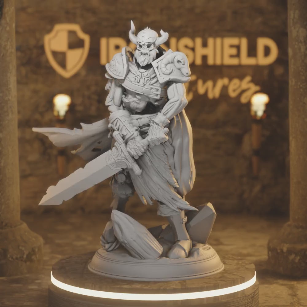 Arisen Male Skeletal Undead Knight — 360° rotating view of 3D printed DnD miniature