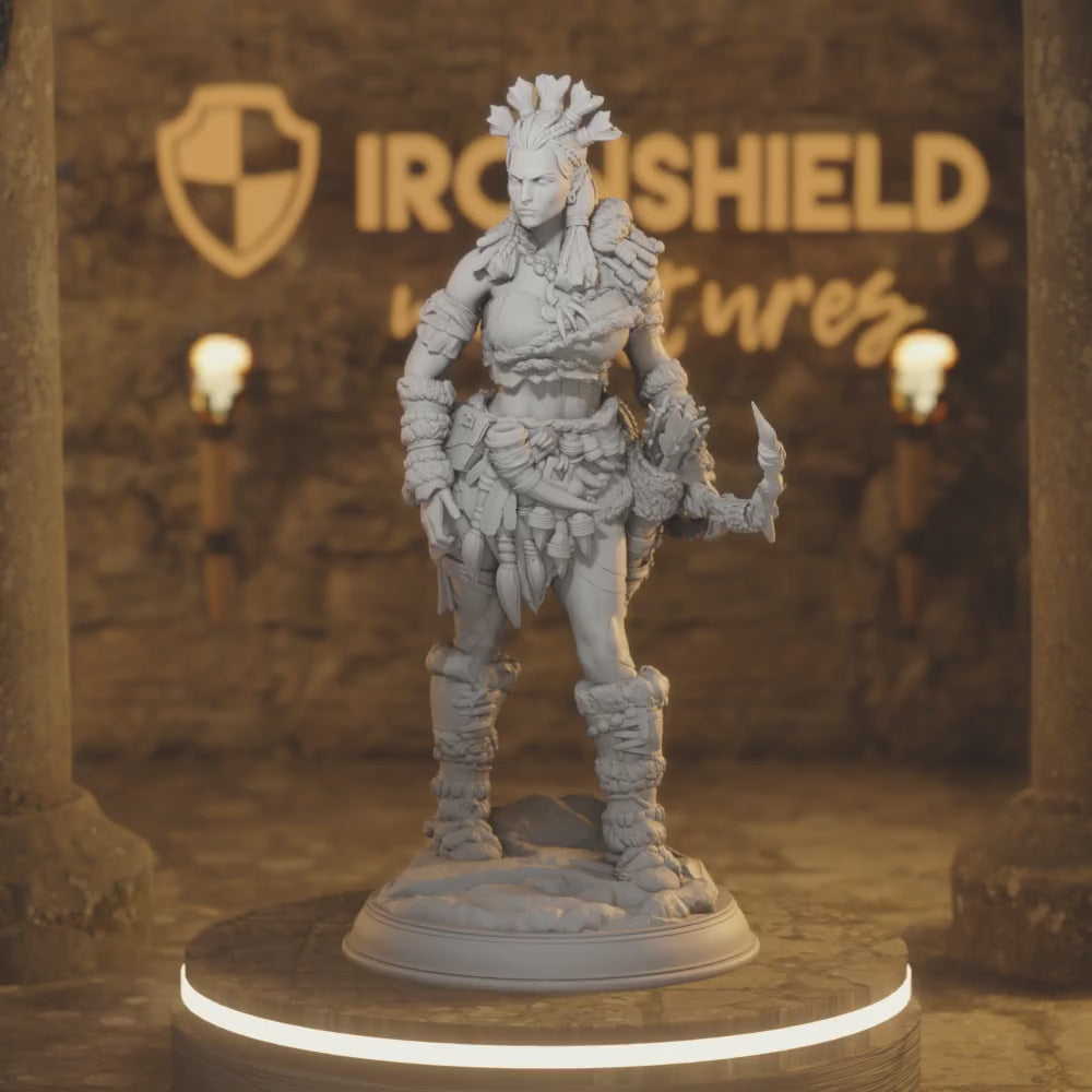 Strika Goliath Hunter Ranger Archer — 360° rotating view of 3D printed DnD miniature