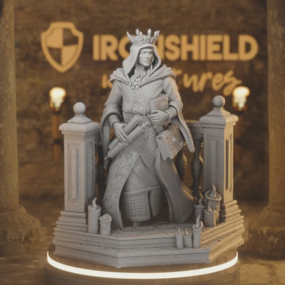 Tharanais - Divine Loremaster Wisdom Wizard Human — 360° rotating view of 3D printed DnD miniature