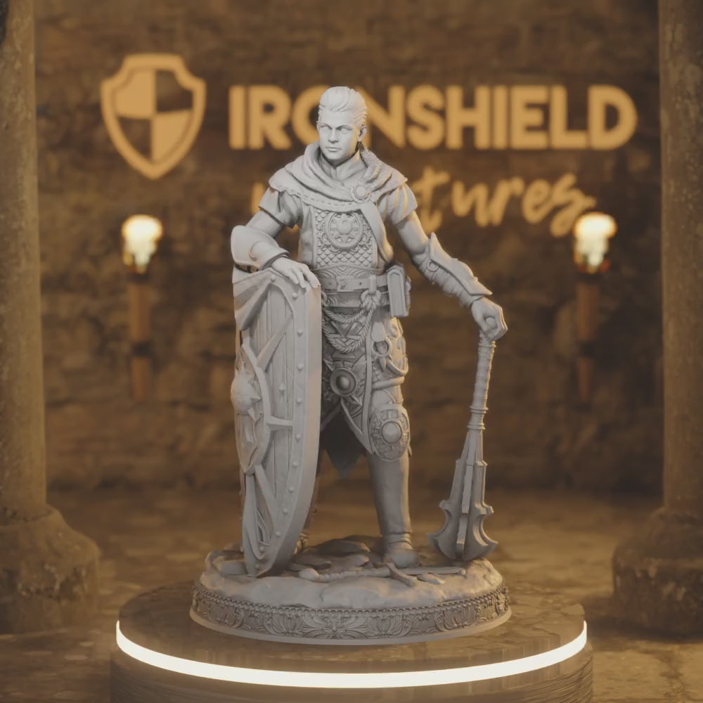 Twin Sun Clerics - Arkeus — 360° rotating view of 3D printed DnD miniature