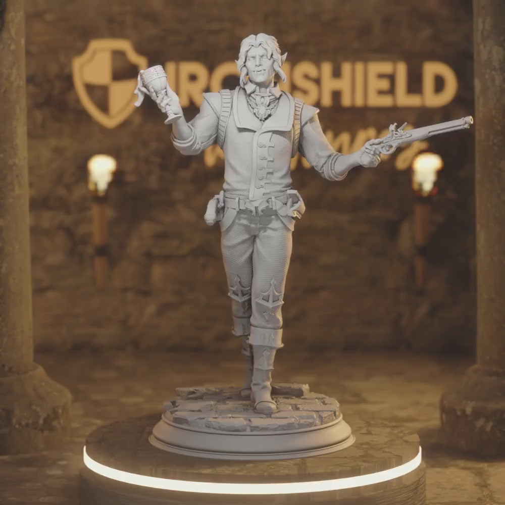 Vampiresocialitehunter Human Gunslinger DnD miniature 3D printed resin tabletop RPG figure