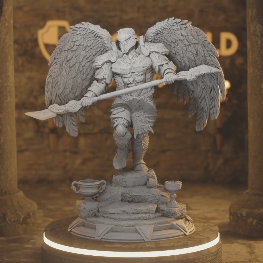 Torde Celestial Warrior Monster Gatekeeper — 360° rotating view of 3D printed DnD miniature