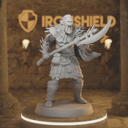Hobgoblin Spinecleaver 2 – Roaring Warrior Cleaver Pose — 360° rotating view of 3D printed DnD miniature