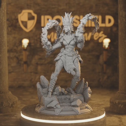 Earth Genasi Geomancer Sorcerer - Ruby Silt — 360° rotating view of 3D printed DnD miniature