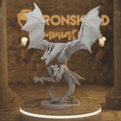 Stormtail – Wyvern – Flying Monster Apex Predator Boss — 360° rotating view of 3D printed DnD miniature