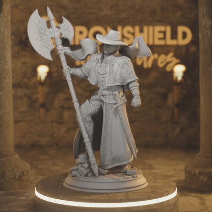 Sir Albert Hunter Fighter Paladin — 360° rotating view of 3D printed DnD miniature