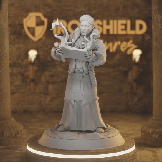 Halfling Snow Cleric - Darius Burrows — 360° rotating view of 3D printed DnD miniature