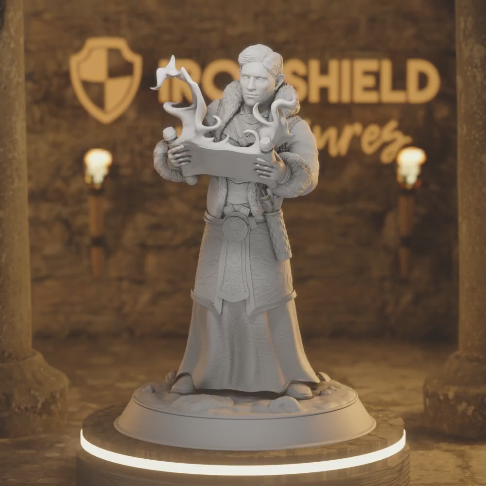 Halfling Snow Cleric - Darius Burrows — 360° rotating view of 3D printed DnD miniature