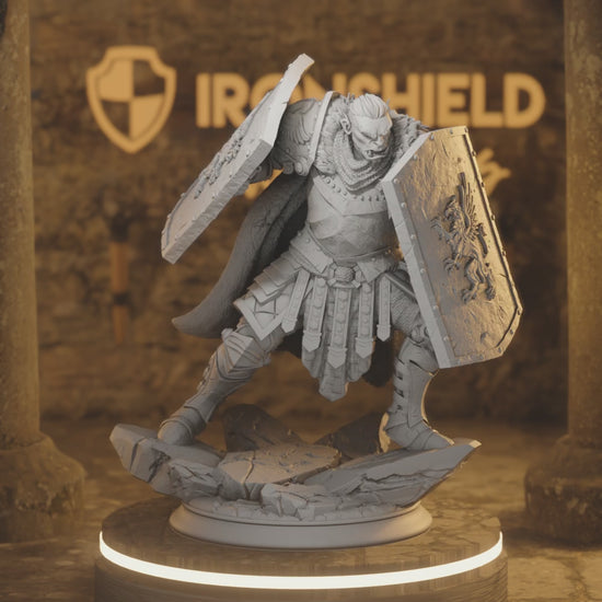 Trenon Twoshields Orc Fighter DnD miniature 3D printed resin tabletop RPG figure
