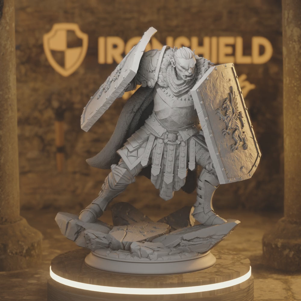 Trenon Twoshields Orc Fighter DnD miniature 3D printed resin tabletop RPG figure
