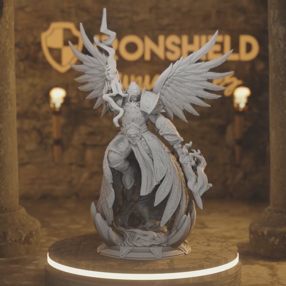 Arch Angel of Justice Erdrydion Angel Knight Figure 12k + Base Print 3D RPG Miniature Gift Idea mini | Dungeons & Dragons  Tabletop DM Stash — 360° rotating view of 3D printed DnD miniature