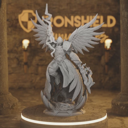 Arch Angel of Justice Erdrydion Angel Knight Figure 12k + Base Print 3D RPG Miniature Gift Idea mini | Dungeons & Dragons  Tabletop DM Stash — 360° rotating view of 3D printed DnD miniature