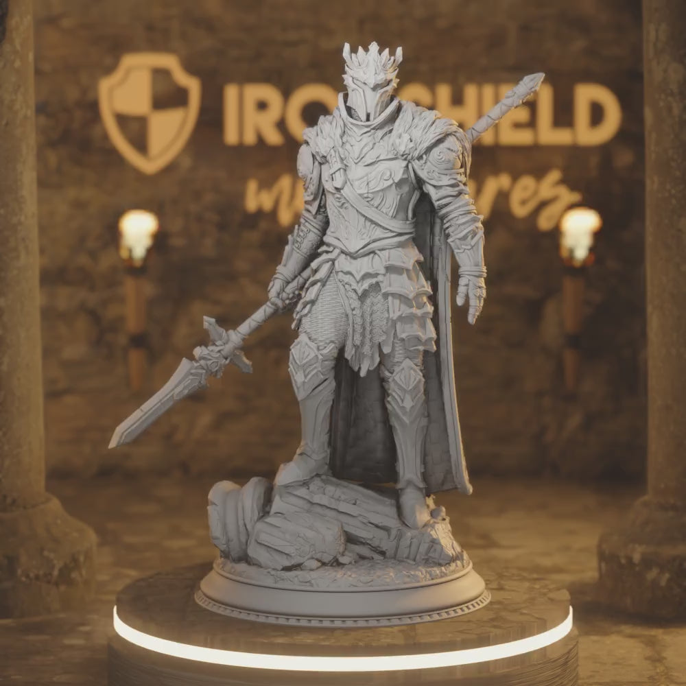 Orsinius Captain Knight Paladin Fighter — 360° rotating view of 3D printed DnD miniature