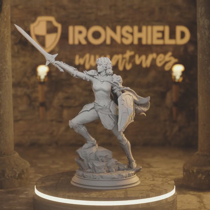 Hitalia - Paladin of Glanion Elf Fighter, Paladin DnD miniature 3D printed resin tabletop RPG figure