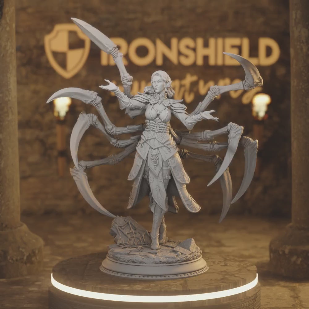 Dirthana – Drow Matriarch Ascended Spider Sorceress — 360° rotating view of 3D printed DnD miniature