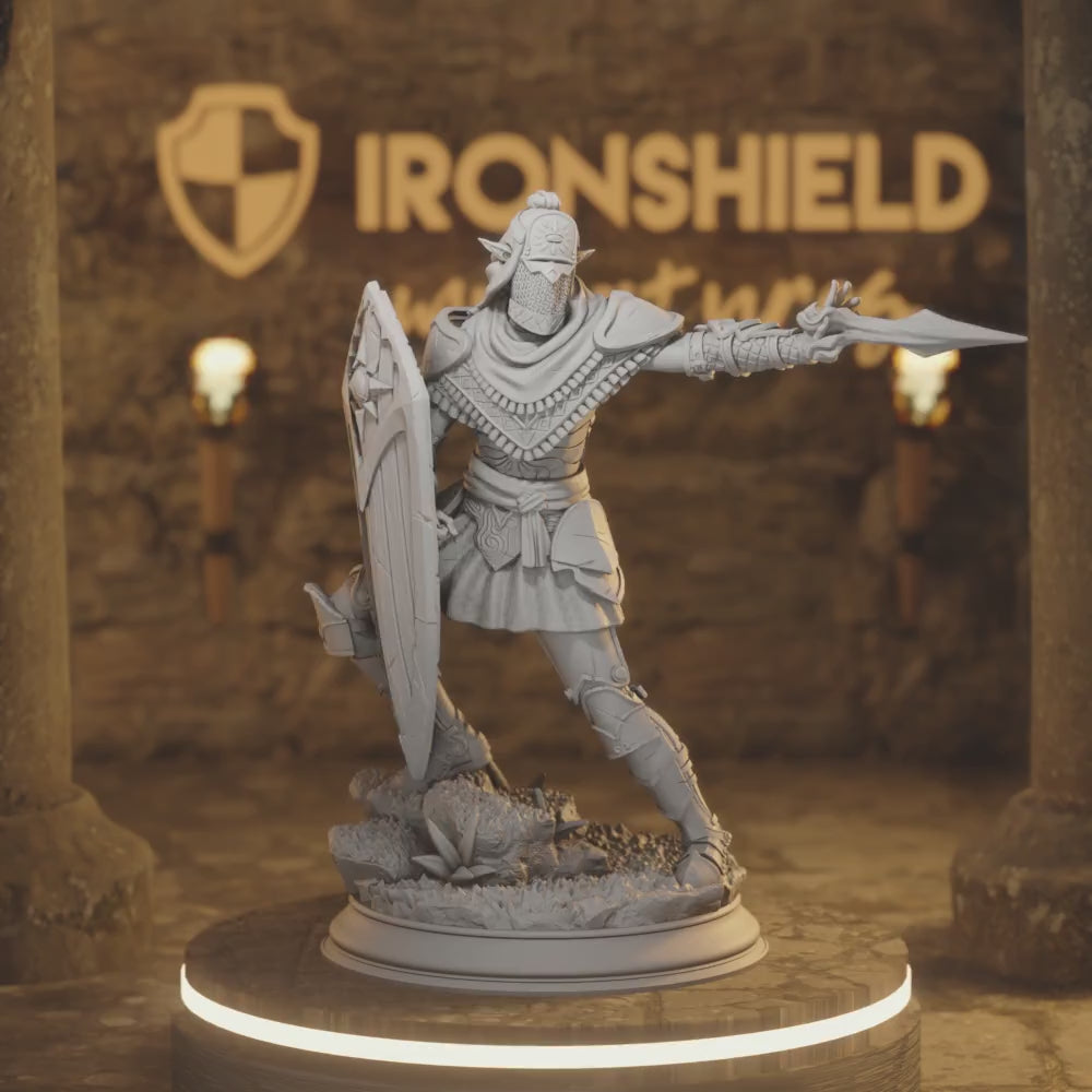 Seroca s Devout Battleman Elf Fighter DnD miniature 3D printed resin tabletop RPG figure
