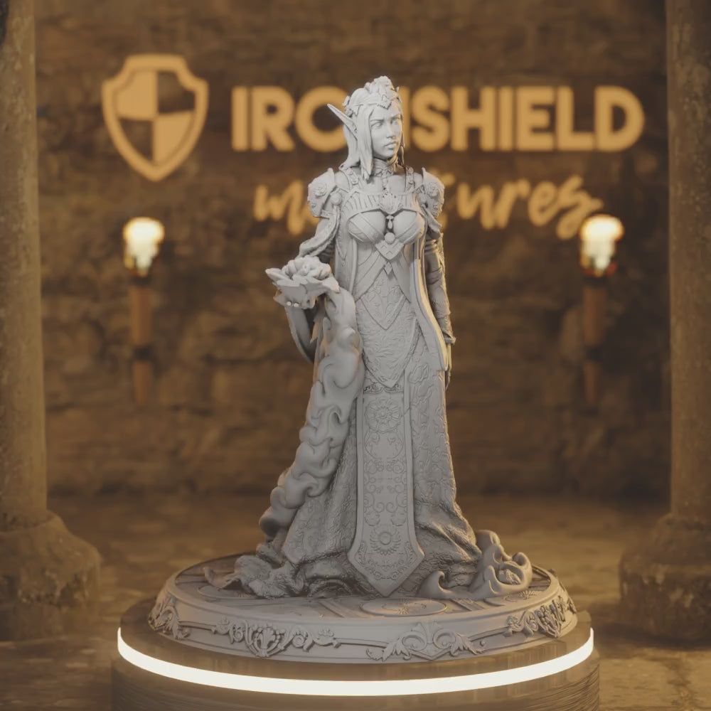 Goddess Sorcerer Cleric  - Cedhelieth Lady Elf — 360° rotating view of 3D printed DnD miniature