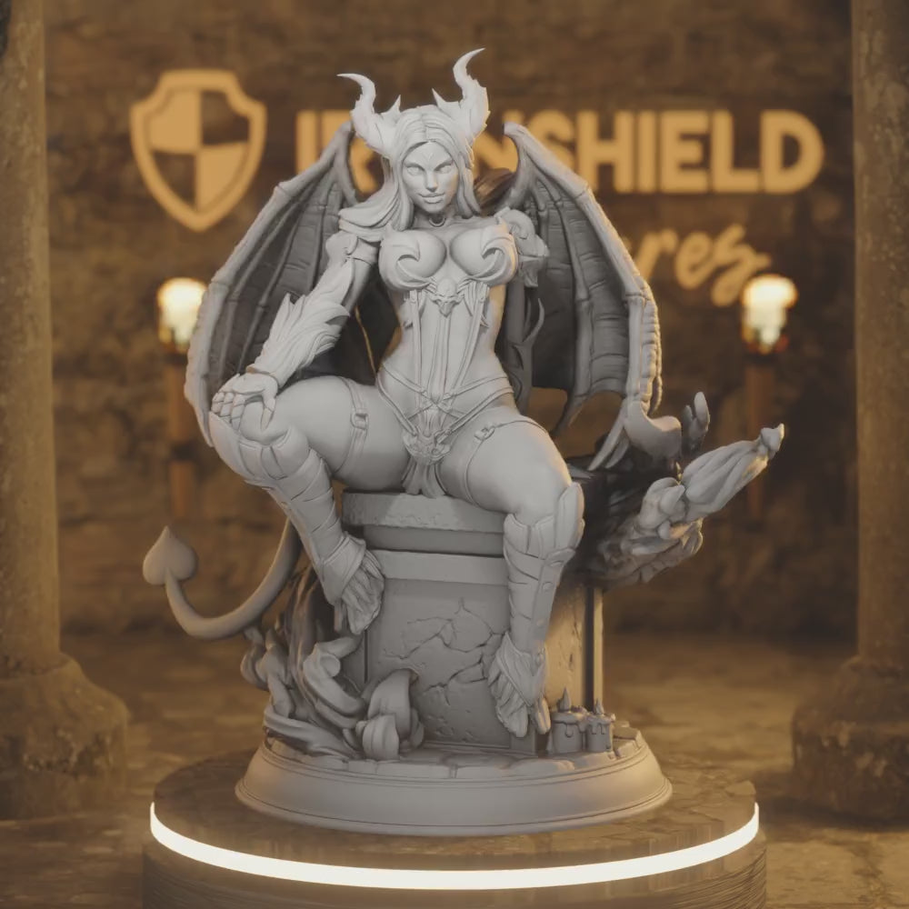 Vehryn Monster Succubus Fiend Woman Devil — 360° rotating view of 3D printed DnD miniature