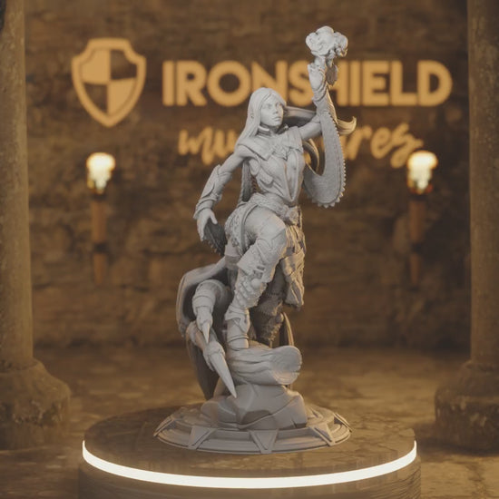 Elven Illusionist Sorcerer Warlock - Orstina — 360° rotating view of 3D printed DnD miniature