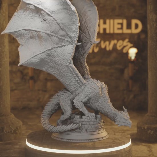Azmordion Adult Dragon Giant Beast Monster — 360° rotating view of 3D printed DnD miniature