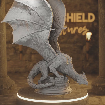 Azmordion Adult Dragon Giant Beast Monster — 360° rotating view of 3D printed DnD miniature