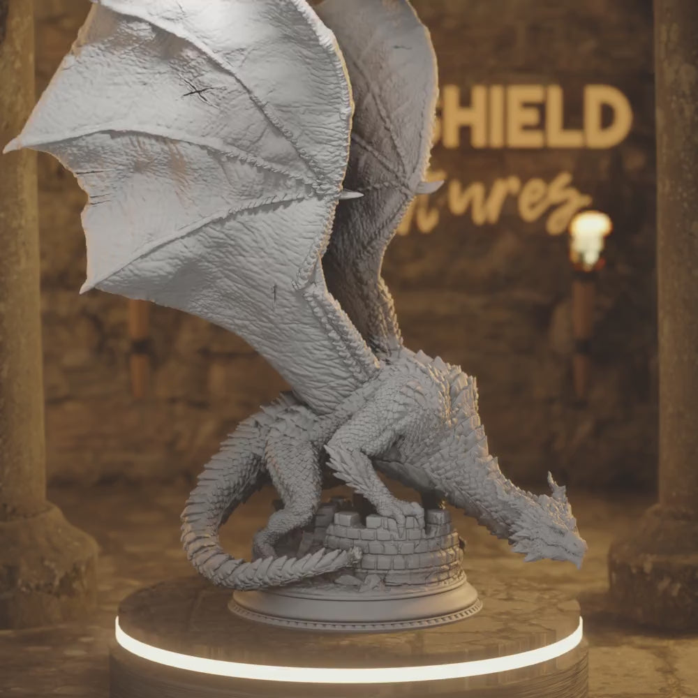 Azmordion Adult Dragon Giant Beast Monster — 360° rotating view of 3D printed DnD miniature
