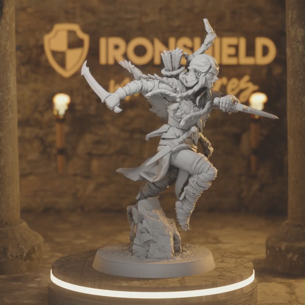 Nissei Heart Piercer 1 – Elven Wind Dancer Ranger Duelist — 360° rotating view of 3D printed DnD miniature