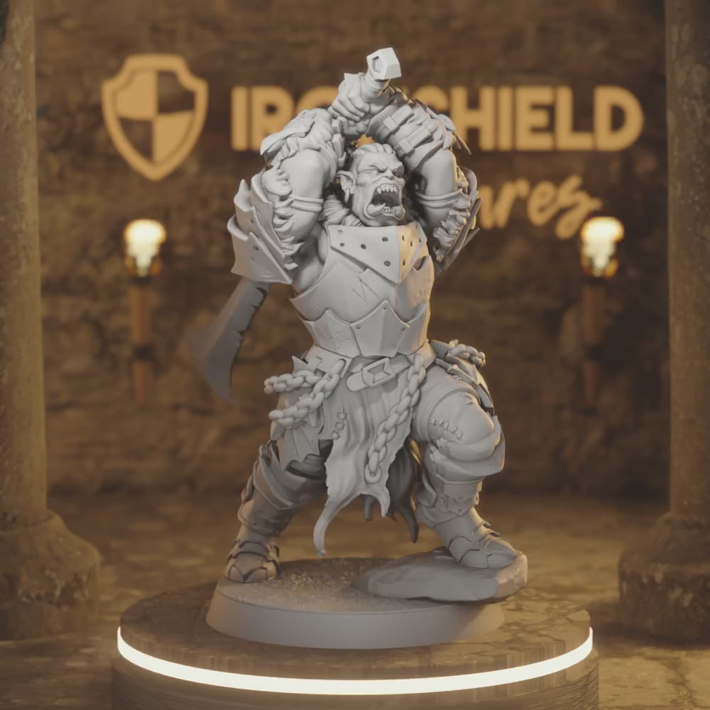 Ironcrag Orc 5 Orc Barbarian DnD miniature 3D printed resin tabletop RPG figure