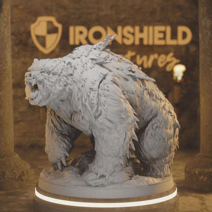 Dire Bear 1 – Ferocious Beast Forest Monster Roaring Pose — 360° rotating view of 3D printed DnD miniature