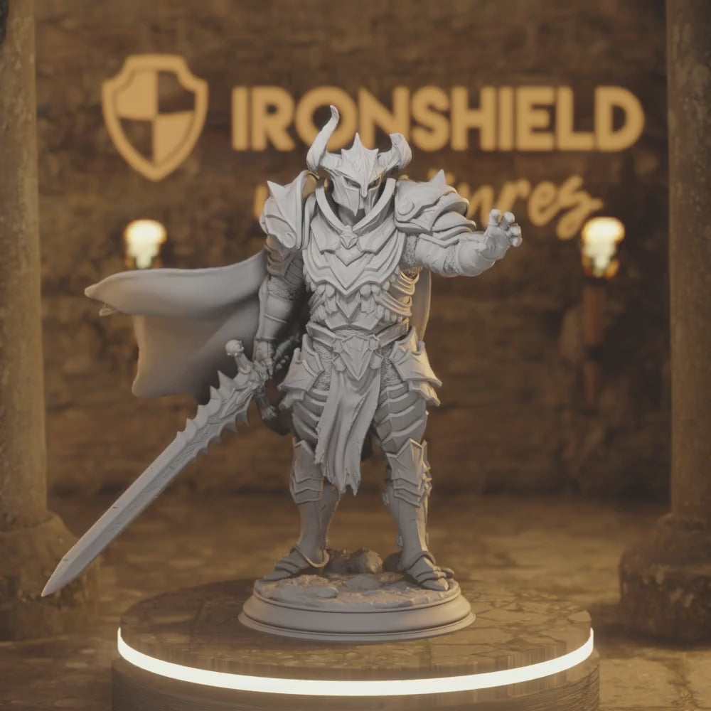 Vilnais the Ashen - Forsaken Paladin Human, Undead Paladin DnD miniature 3D printed resin tabletop RPG figure