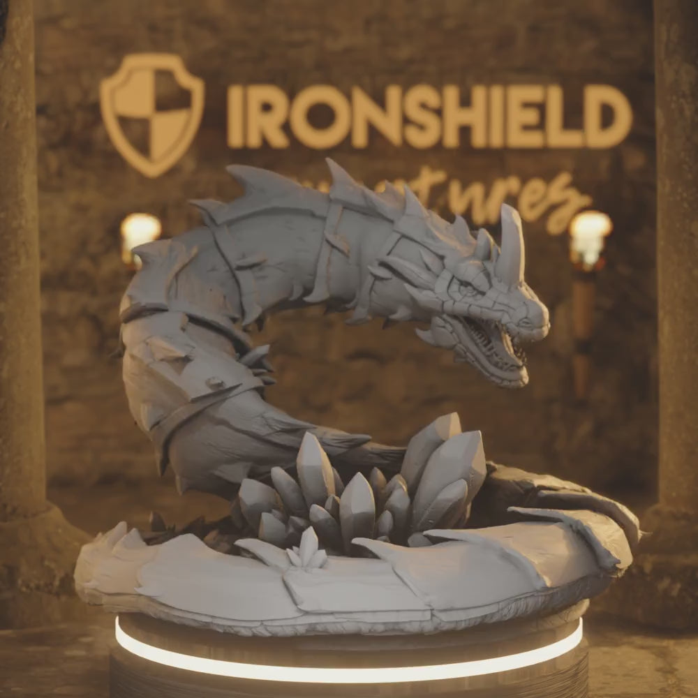 Crystalline Serpent - Agatol Monster Snake — 360° rotating view of 3D printed DnD miniature