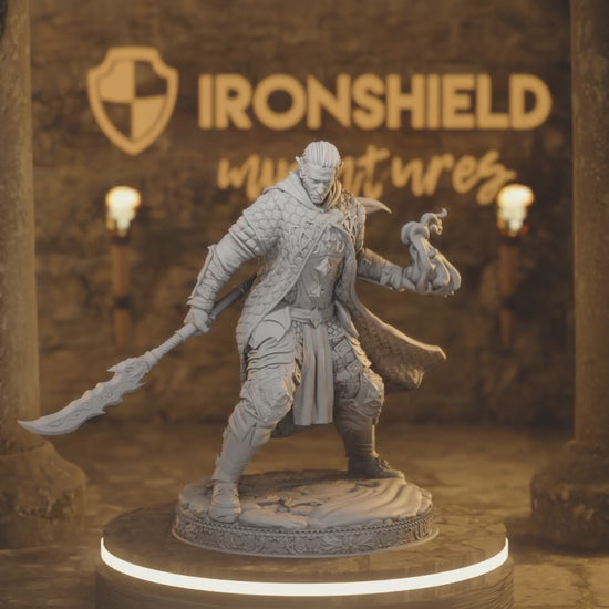 Rolen Elf Knight Fighter Paladin Banner — 360° rotating view of 3D printed DnD miniature
