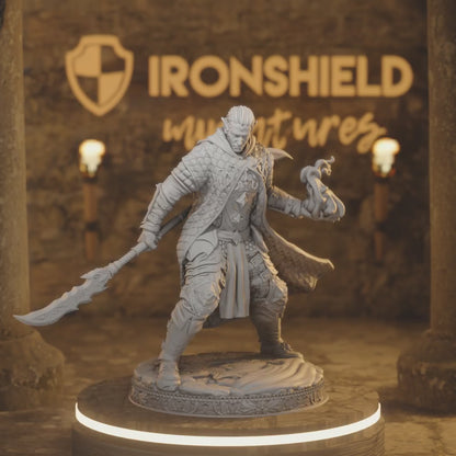 Rolen Elf Knight Fighter Paladin Banner — 360° rotating view of 3D printed DnD miniature