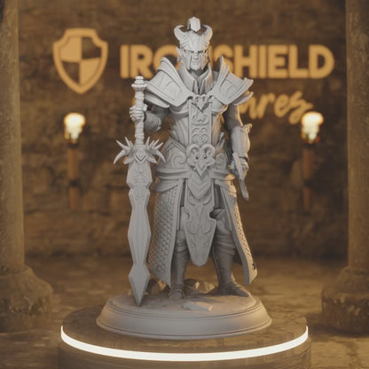 Valius High Elf Fighter Paladin Warrior — 360° rotating view of 3D printed DnD miniature