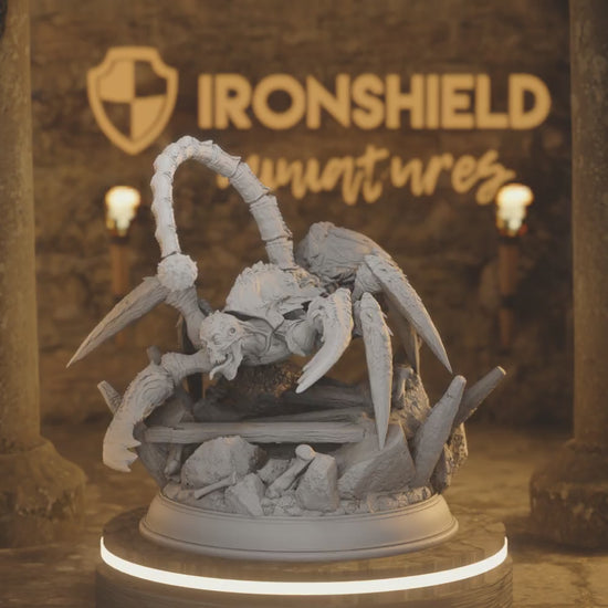 Giant Undead Spider Scorpion - Meloth — 360° rotating view of 3D printed DnD miniature