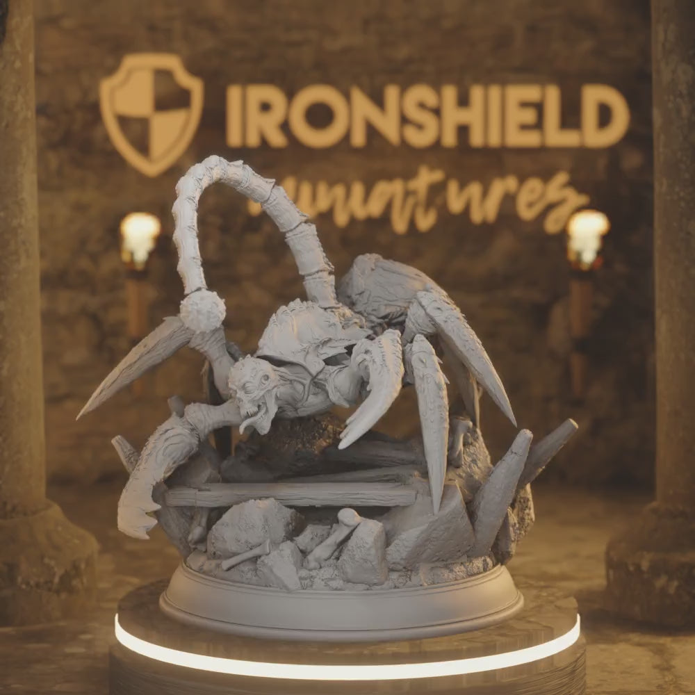 Giant Undead Spider Scorpion - Meloth — 360° rotating view of 3D printed DnD miniature