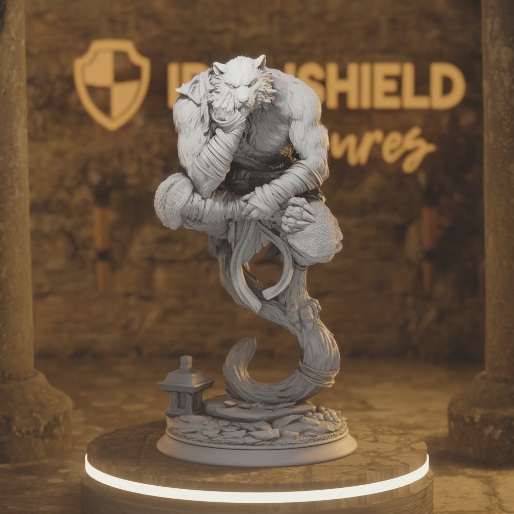 Raiko Wanderer Beastfolk Monk DnD miniature 3D printed resin tabletop RPG figure