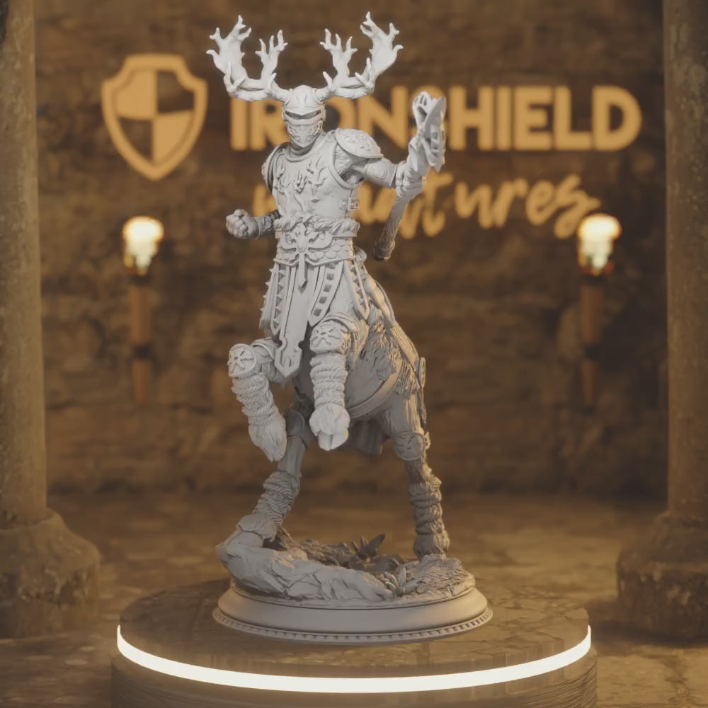 Gungnir Centaur Beastfolk Barbarian — 360° rotating view of 3D printed DnD miniature
