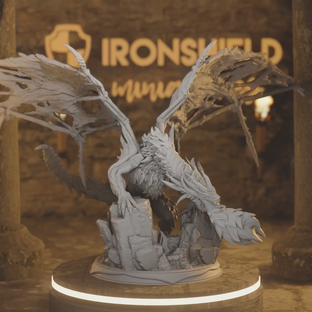 Undead Frost Dragon - Nerevin — 360° rotating view of 3D printed DnD miniature