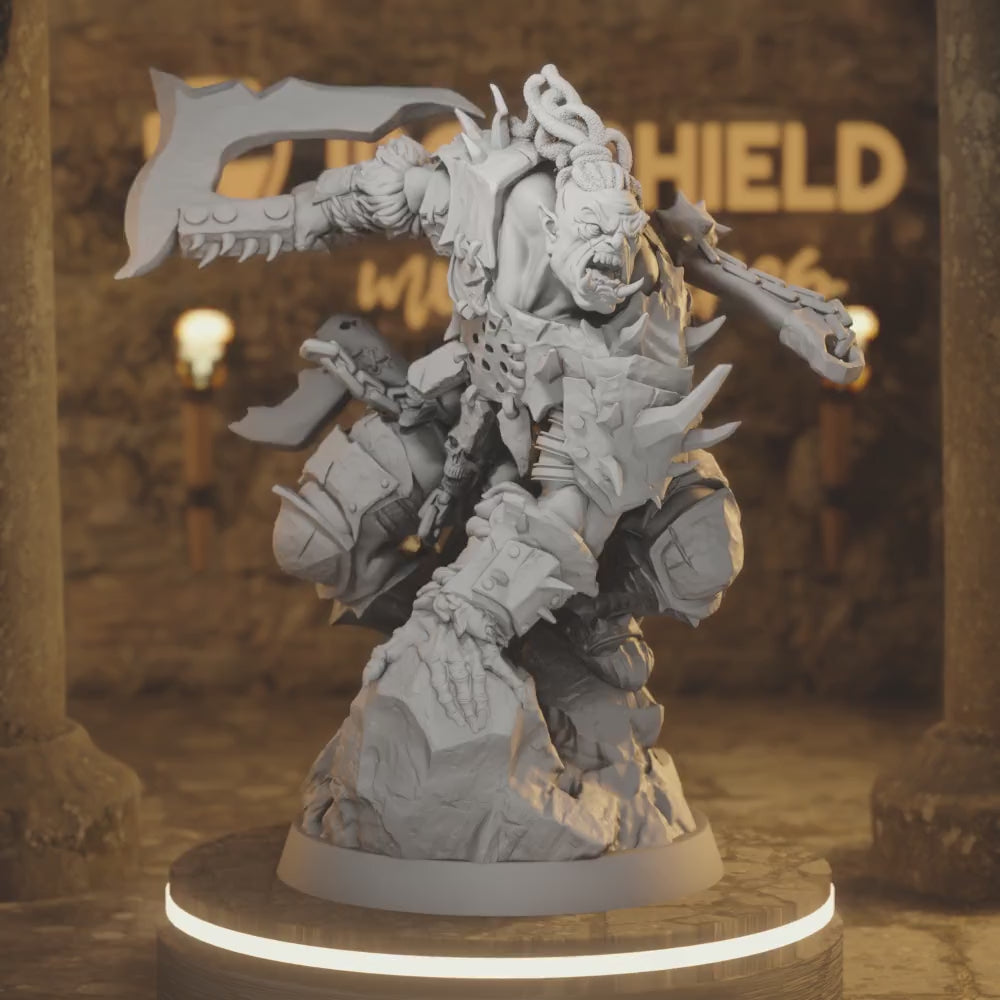 Ironcrag Overlord Orc Fighter DnD miniature 3D printed resin tabletop RPG figure