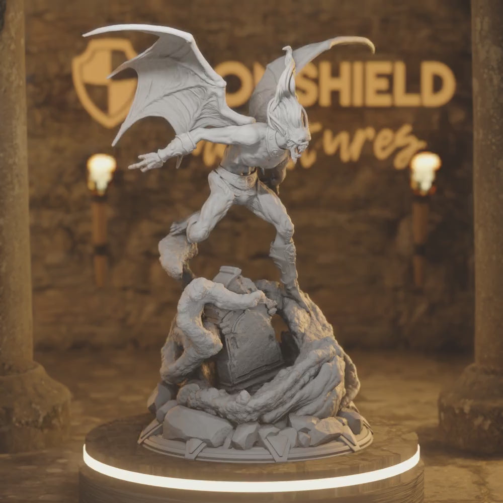 Etherian Elder Vampire Fighter Bloody Monster — 360° rotating view of 3D printed DnD miniature