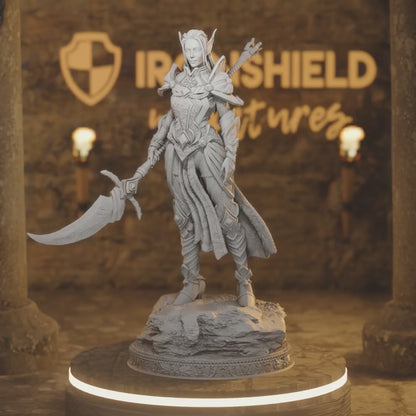 Elven Paladin of War - Tyriana — 360° rotating view of 3D printed DnD miniature