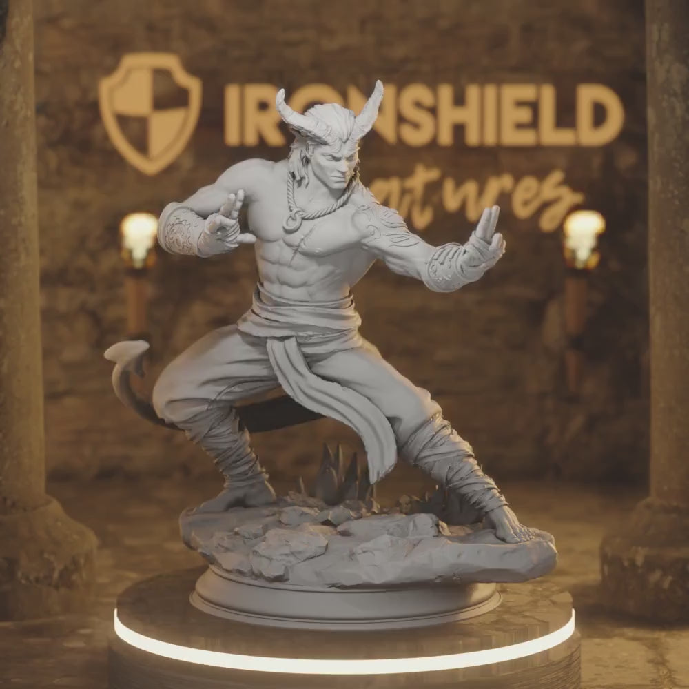 Verek Tiefling Monk DnD miniature 3D printed resin tabletop RPG figure