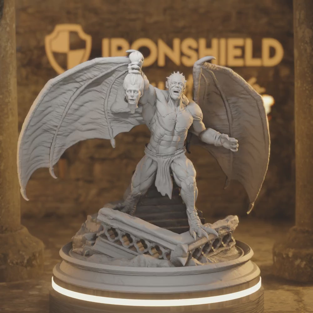 Brohd Gargoyle Fiend Vampire King Monster — 360° rotating view of 3D printed DnD miniature