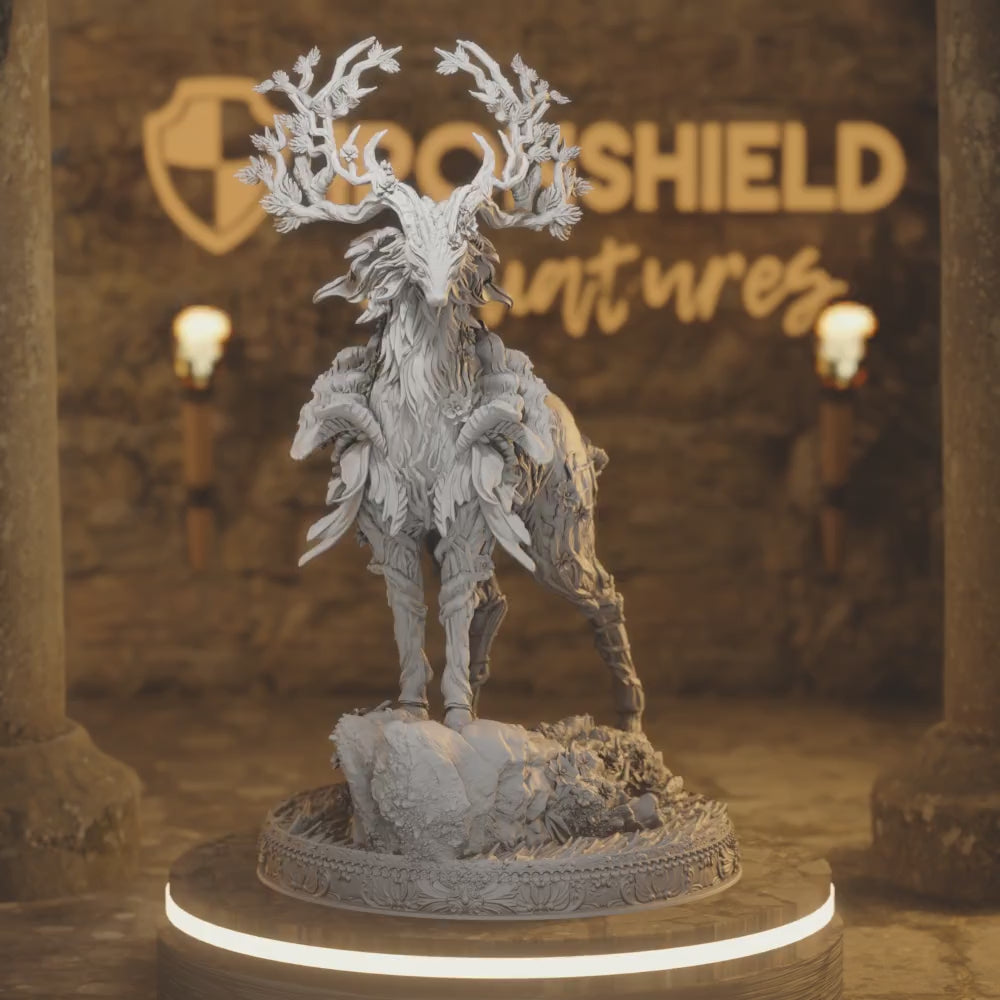 Gwynevel Fey Monster Beast Gentle Forest Spirit — 360° rotating view of 3D printed DnD miniature