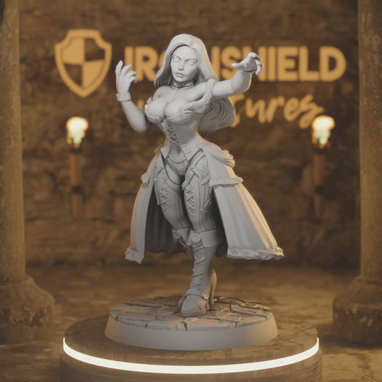 Mara Human Woman Sorceress Wizard — 360° rotating view of 3D printed DnD miniature