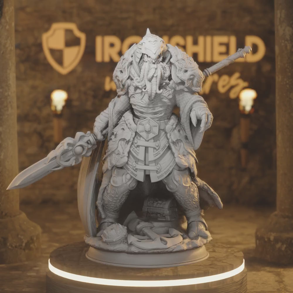 Deep Sea Aberration Guard - Ahznagol Monster — 360° rotating view of 3D printed DnD miniature