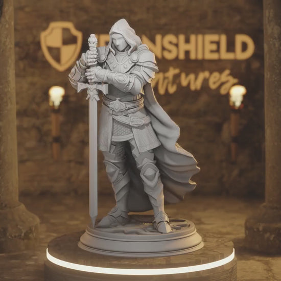 Visage Human Paladin DnD miniature 3D printed resin tabletop RPG figure