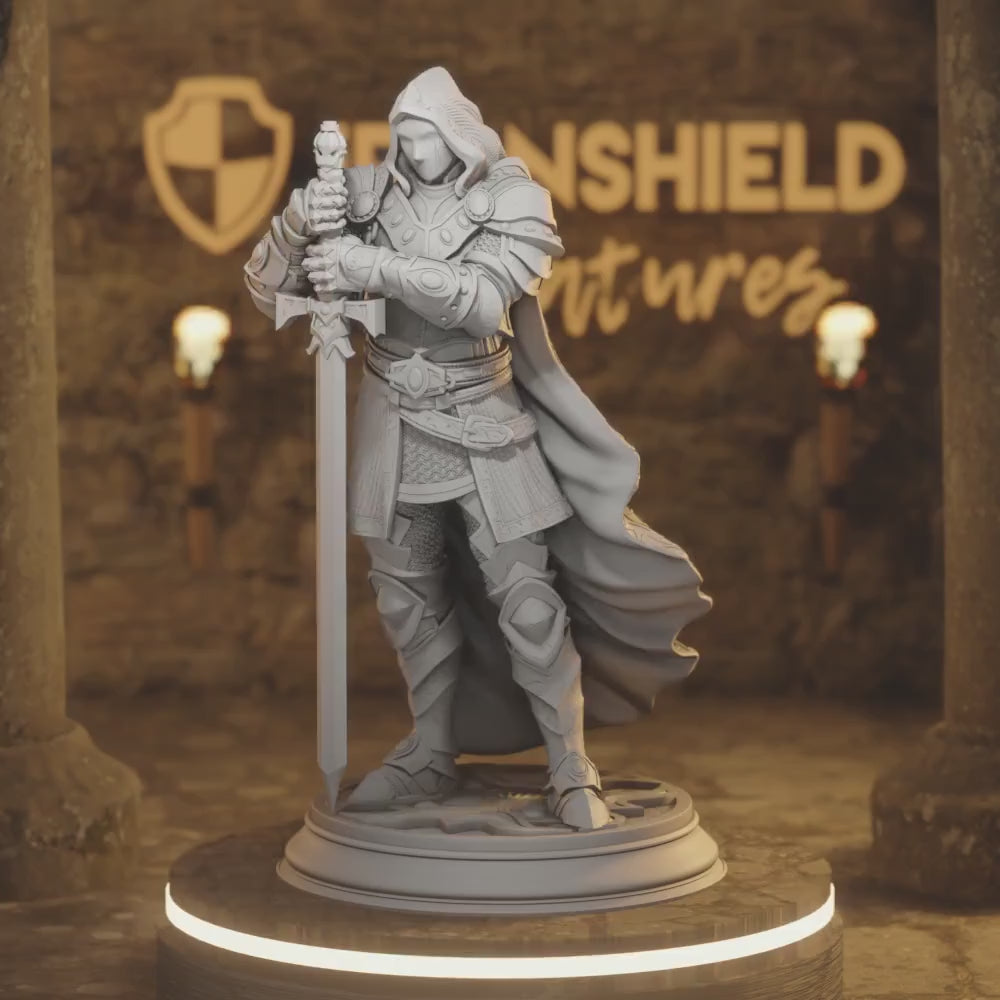 Visage Human Paladin DnD miniature 3D printed resin tabletop RPG figure